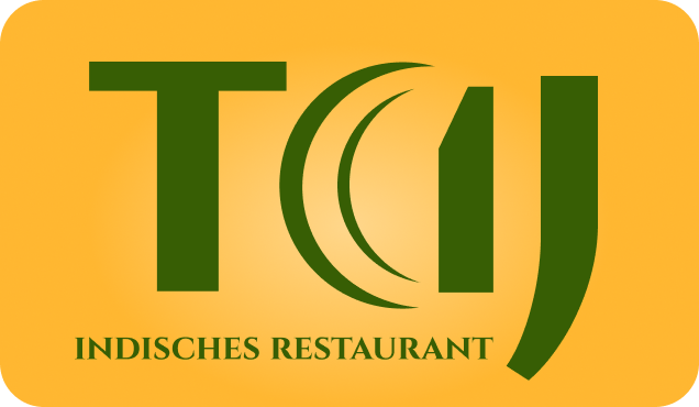 Eine stilisierte Gabel und ein Messer bilden die Initialen von Indisches Restaurant Taj